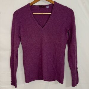 Cullen Plum/Amethyst Purple Cashmere V-Neck Sweater in Size M/Medium